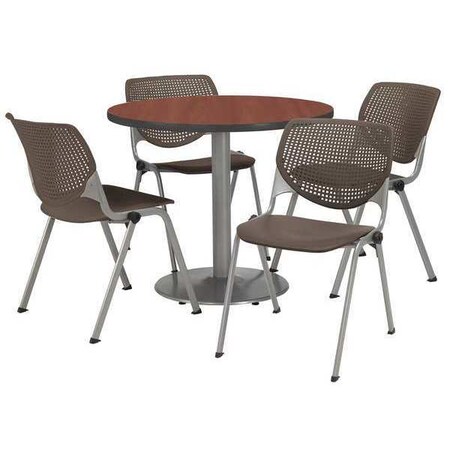 Kfi Round Breakroom Table And Chair Set, 31"(Chair) H, Laminate Top, Mahogany T42RD-B1922SL-MH-2300-P18.JPG