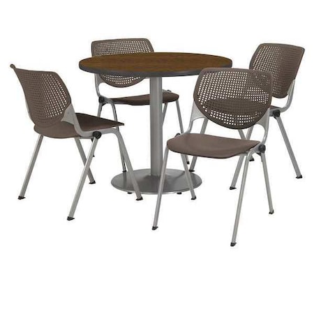 Kfi Round Breakroom Table And Chair Set, 31"(Chair) H, Laminate Top, Walnut T42RD-B1922SL-WL-2300-P18.JPG