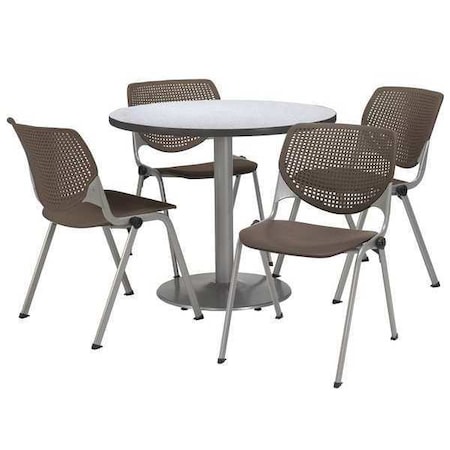 Kfi Round Pedastal Table, 36 W, 36 L, 29 H, Laminate Top, Grey T36RD-B1922SL-GN-2300-P18