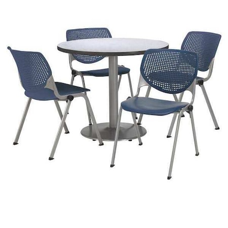 Kfi Round Breakroom Table And Chair Set, 31"(Chair) H, Laminate Top, Gray Nebula T42RD-B1922SL-GN-2300-P03.JPG