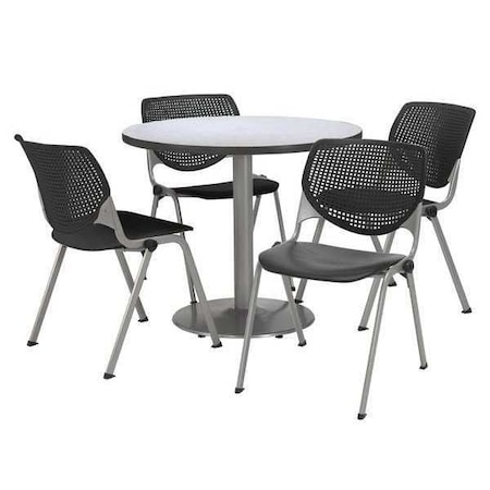 Kfi Round Breakroom Table And Chair Set, 31"(Chair) H, Laminate Top, Gray Nebula T42RD-B1922SL-GN-2300-P10.JPG