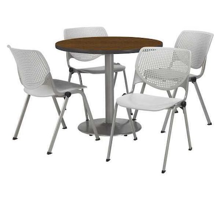 Kfi Round 36 W, 36 L, 29 H, Laminate Top, Walnut T36RD-B1922SL-WL-2300-P13