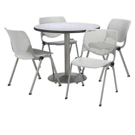 Kfi Round Pedastal Table, 36 W, 36 L, 29 H, Laminate Top, Grey T36RD-B1922SL-GN-2300-P13
