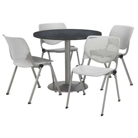 Kfi Round Pedastal Table, 36 W, 36 L, 29 H, Laminate Top, Grey T36RD-B1922SL-GPN-2300-P13
