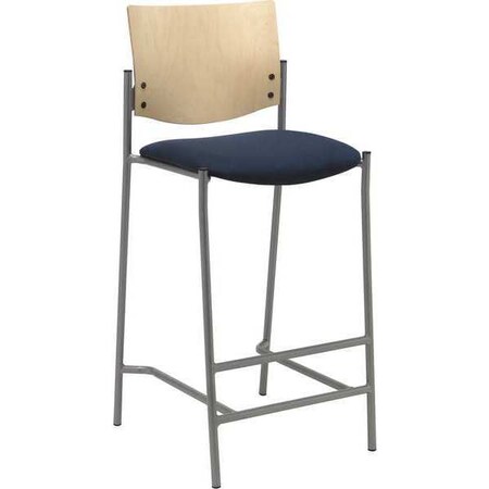 Kfi Barstool, w/Silver Frame, Wood Back, Seat Material: Fabric BR1310SL-SP22-2310