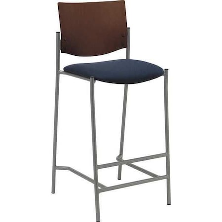 Kfi Barstool, w/Silver Frame, Wood Back, Color: Silver, Espresso, Navy BR1310SL-SP28-2310