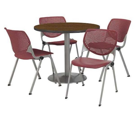 Kfi Round Breakroom Table And Chair Set, 31"(Chair) H, Laminate Top, Walnut T42RD-B1922SL-WL-2300-P07.JPG