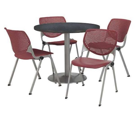 Kfi Round Pedastal Table, 36 W, 36 L, 29 H, Laminate Top, Grey T36RD-B1922SL-GPN-2300-P07
