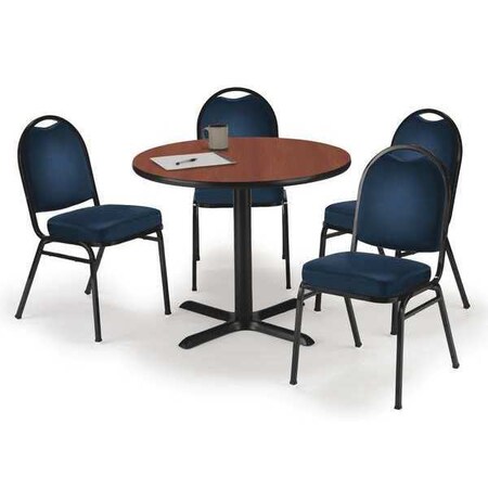 Kfi Round 36 W, 36 L, 29 H, Laminate Top, Mahogany T36RD-B2025BK-MH/IM520BK-NAVYV