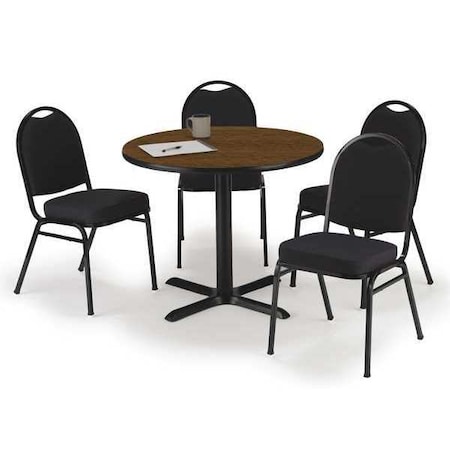 Kfi Round 42 W, 42 L, 29 H, Laminate Top, Walnut T42RD-B2025BK-WL/IM520BK-BLACKF