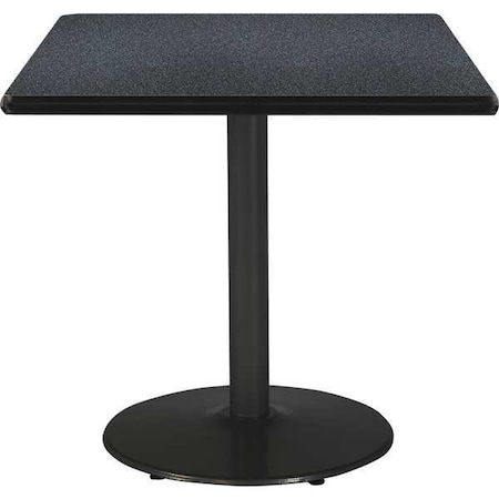 Kfi Square KFI 42" Square Breakroom Table with Graphite Nebula Top, Round Black Base, 42 W, 42 L, 29 H T42SQ-B1922-BK-GRN