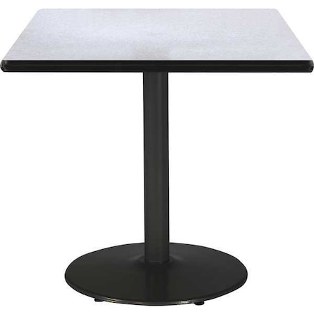 Kfi Square KFI 42" Square Breakroom Table with Grey Nebula Top, Round Black Base, 42 W, 42 L, 29 H T42SQ-B1922-BK-GYN