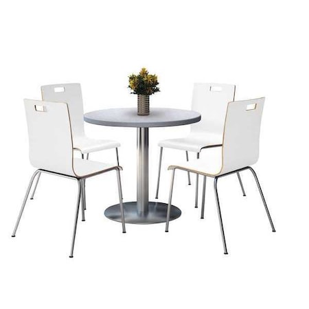 Kfi Round 42 W, 42 L, 29 H, Wood Top, Grey T42RD-B1922SL-GN-9222CH-WH