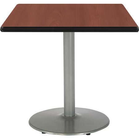 Kfi Square Pedestal Table, 42" W, 29" (Cafe Height) H, Laminate Top, Mahogany T42SQ-B1922-SL-MH