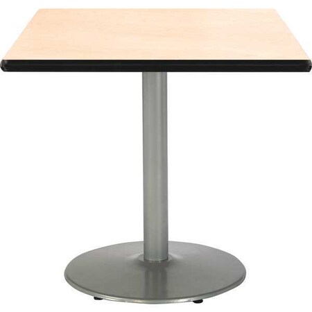 Kfi Square Pedestal Table, 42" W, 29" (Cafe Height) H, Laminate Top, Natural T42SQ-B1922-SL-NA