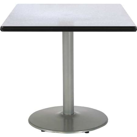 Kfi Square Pedestal Table, 30" W, 29" (Cafe Height) H, Laminate Top, Gray Nebula T30SQ-B1917-SL-GYN