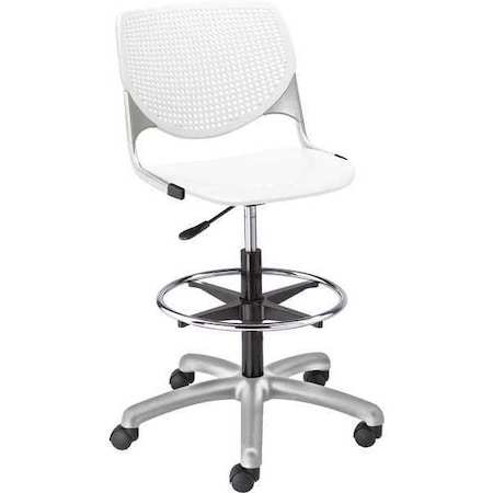 Kfi Poly Adjustable Stool, Perforated Back, Color: White DS2300-P08