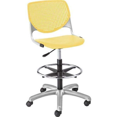 Kfi Poly Adjustable Stool, Perforated Back, Color: Yellow DS2300-P12