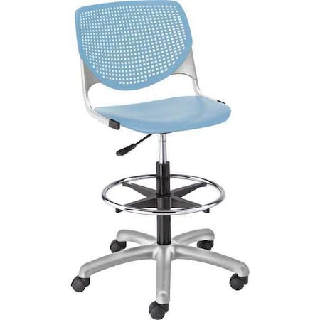 Kfi Poly Adjustable Stool, Perforated Back, Color: Sky Blue DS2300-P35