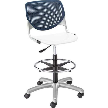 Kfi Poly Adjustable Stool, Perforated Back, Color: Navy, White DS2300-BP03-SP08