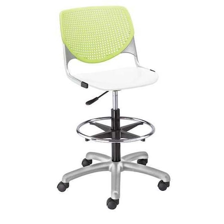 Kfi Poly Adjustable Stool, Perforated Back, Color: Lime Green, White DS2300-BP14-SP08