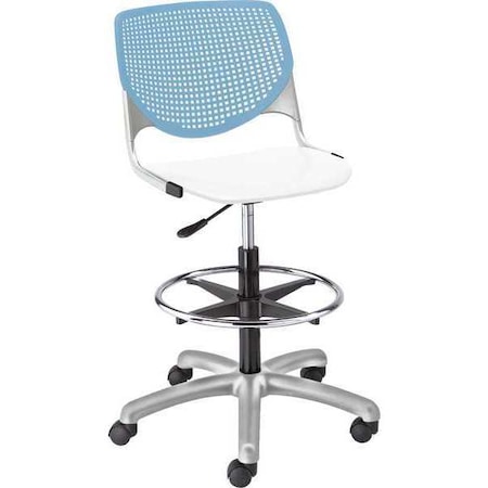 Kfi Poly Adjustable Stool, Perforated Back, Color: Sky Blue, White DS2300-BP35-SP08