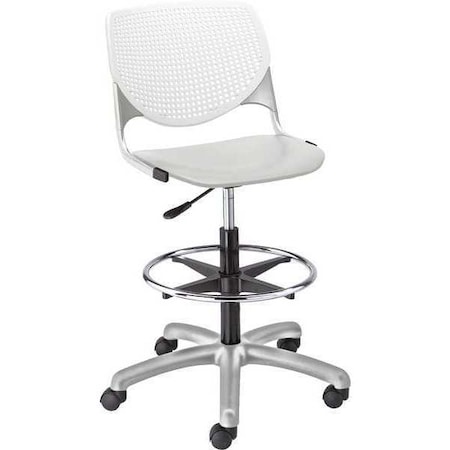Kfi Poly Adjustable Stool, Perforated Back, Color: White, Light Gray DS2300-BP08-SP13