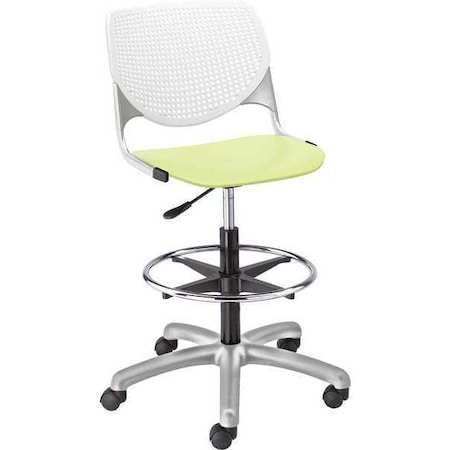 Kfi Poly Adjustable Stool, Perforated Back, Color: White, Lime Green DS2300-BP08-SP14