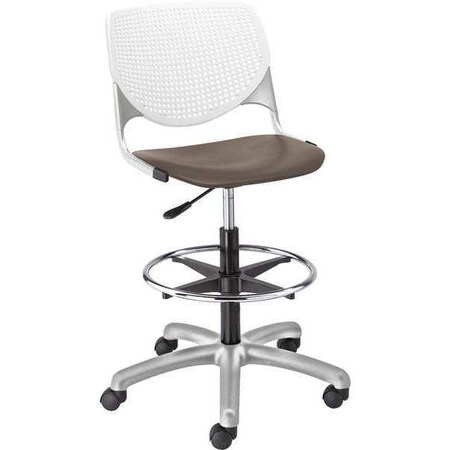 Kfi Poly Adjustable Stool, Perforated Back, Color: White, Brownstone DS2300-BP08-SP18