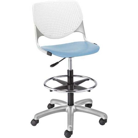 Kfi Poly Adjustable Stool, Perforated Back, Color: White, Sky Blue DS2300-BP08-SP35