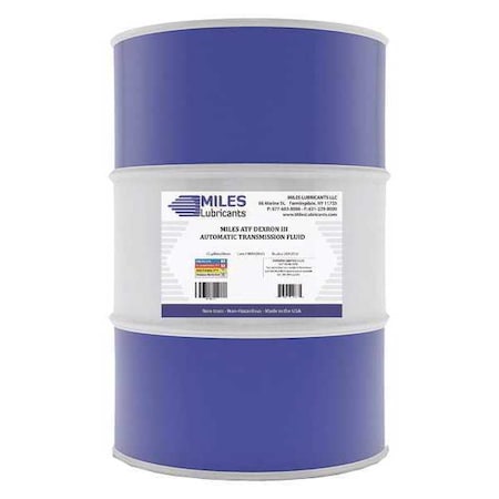 Miles Lubricants Transmission Fluid, Dexron III, 55gal, Drum M00400101