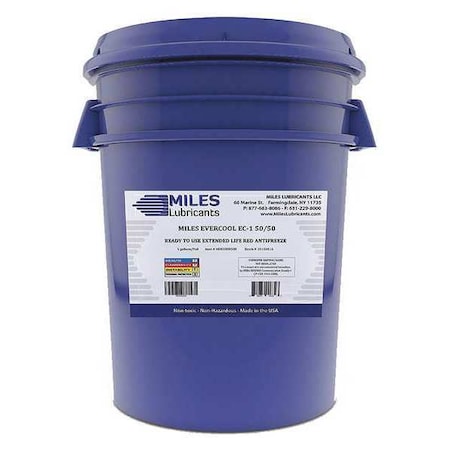 Miles Lubricants Ext Life Red Antifreeze, 50/50, 5 gal, Pail M002000508