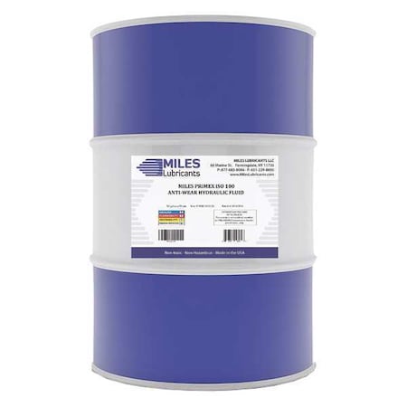 MILES LUBRICANTS 55 gal. Drum, Anti-Wear Hydraulic Fluid, 100 ISO Viscosity M0010011201