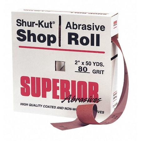Superior Abrasives Shop Roll, CC, 1.5"x50 yd., Red AO, Grit 80 A009716