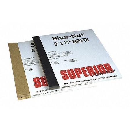 SUPERIOR ABRASIVES Cab Paper Sheets, 9"x11", A/O, Grit 80 A006897