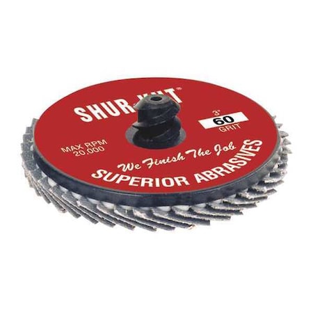 Superior Abrasives QC Flap Disc, Zirc, 2", Type R, Grit 60 A008075