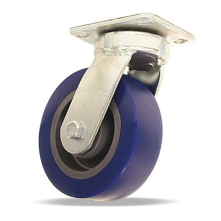 Hamilton Standard Duty Kingpinless Caster, 6" x 2" Ergo-Glide XT Polyurethane (95A) on Cast Iron Wheel S-52K-6EGB