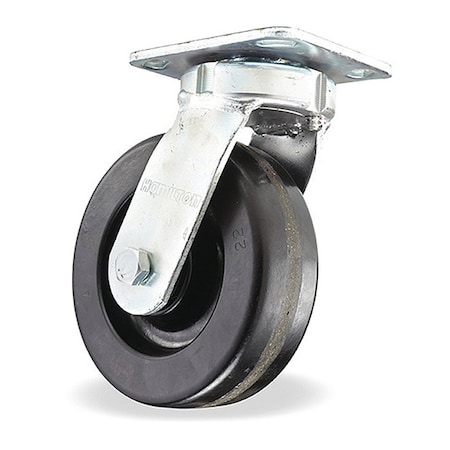Hamilton Standard Duty Kingpinless Caster, 6" x 2" Plastex Phenolic Wheel, Face Contact Brake S-52K-6P-ZB
