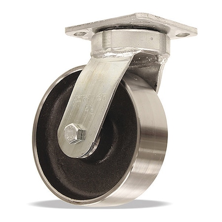 Hamilton High Heat Standard Duty Kingpinless Swivel Caster, 6" x 2" Forged Steel Wheel S-52HK-6HFSB
