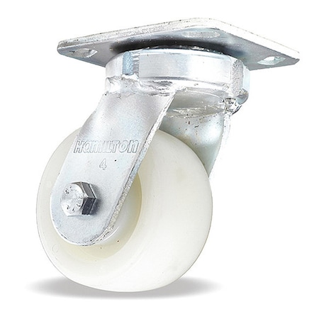 Hamilton Standard Duty Kingpinless Caster, 4" x 2" White Nylon Wheel, 1/2" Sealed Precision Ball Bearings S-52K-4WNB