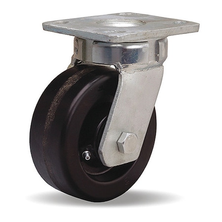 Hamilton Standard Duty Kingpinless Caster, 5"X2" Plastex Phenolic Wheel, 3/4" Straight Roller Bearng, Foot Brake S-52K-5P-FB
