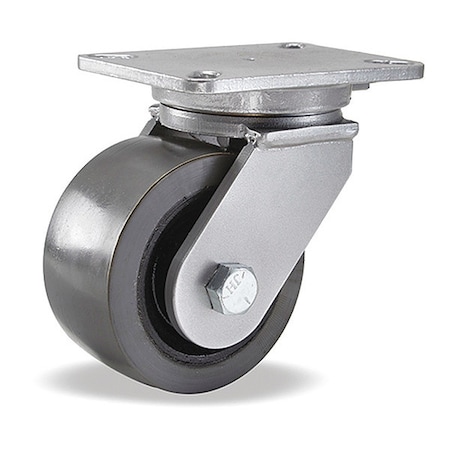 Hamilton Champion Swivel Caster, 6" x 3" DuraGlide 1" thick Polyurethane (95A) on Cast Iron Wheel S-CH-63GB95