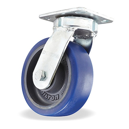 Hamilton Standard Duty Kingpinless Caster, 6" x 2" Ergo-Glide Polyurethane on Cast Iron Wheel, Foot Brake S-52K-6SPB-FB