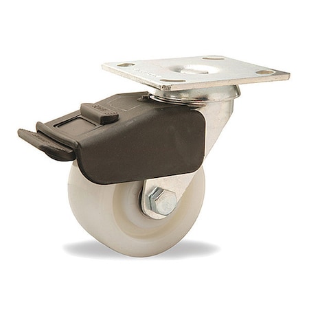 Hamilton Combination Brake Swivel Caster, 4" x 2" White Nylon Wheel, 1/2" Precision Ball Bearing S-BC-4WNB