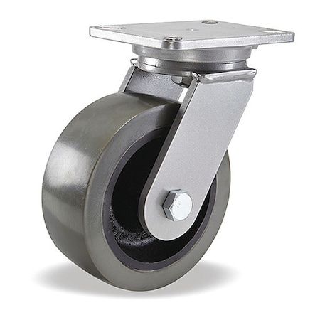 Hamilton Champion Swivel Caster, 8"X3" DuraGlide 1" thick Poly Cast Iron Wheel, Swivel Lock/Face Contact Brake S-CH-83GB95-4SL-ZB