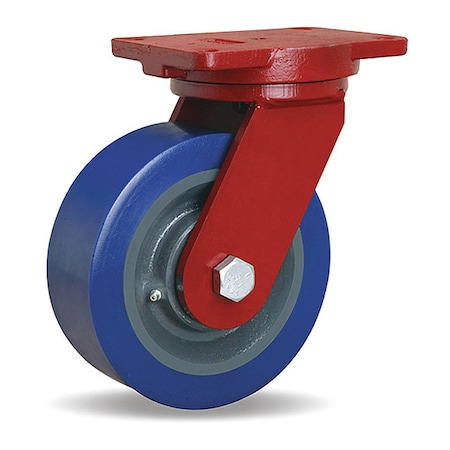 Hamilton Extra Heavy Duty Swivel Caster, 12" x 3" Ergo-Glide XT 1" Thick Polyurethane on Cast Iron Wheel S-EHD-12EGB