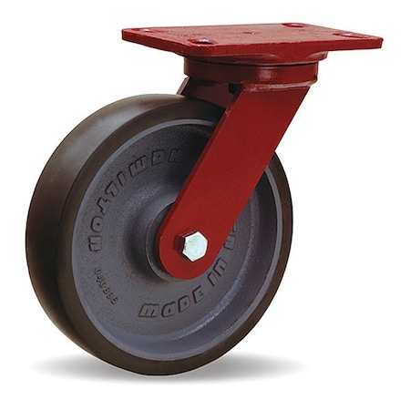 Hamilton Heavy Service Swivel Caster, 8" x 2" Duralast XC Polyurethane (70D) on Cast Iron Wheels S-HS-8DB70