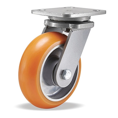 Hamilton Workhorse Swivel Caster, 6" x 2" Ergo-Tech Donut Tread Polyurethane (87A) on Aluminum Wheels S-WH-62EMB