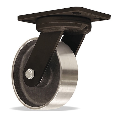 Hamilton Plate Caster, Swivel, Steel, 7 3/4"H S-HSK-6HFSB-H4SL-FB