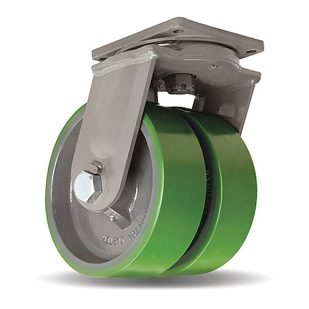 Hamilton Maxi-Duty Dual-Wheel Swivel Caster, 12" x 4" Duralast Polyurethane on Cast Iron Wheel, Swivel Lock S-MDD-124DT-4SL
